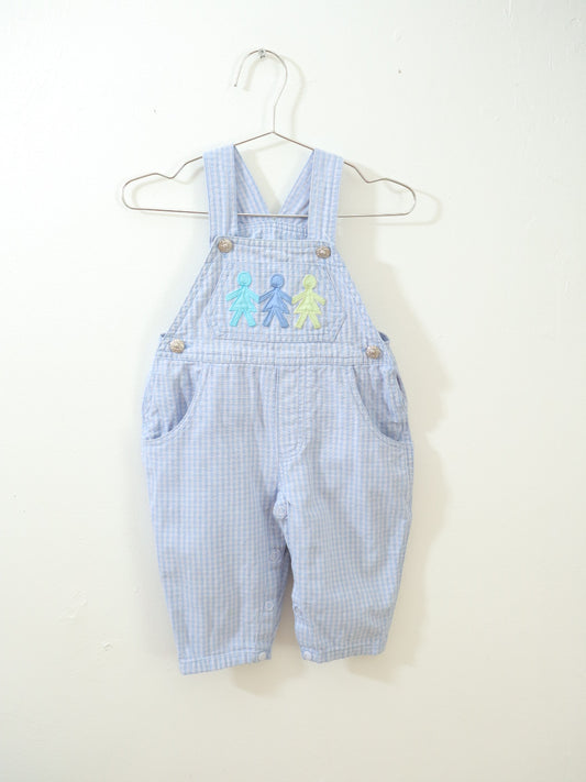 Vintage Blue Plaid Cotton Baby Overall / 9-12M