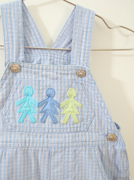 Vintage Blue Plaid Cotton Baby Overall / 9-12M