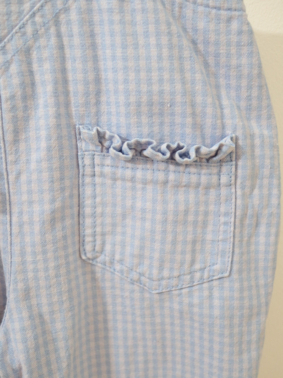 Vintage Blue Plaid Cotton Baby Overall / 9-12M