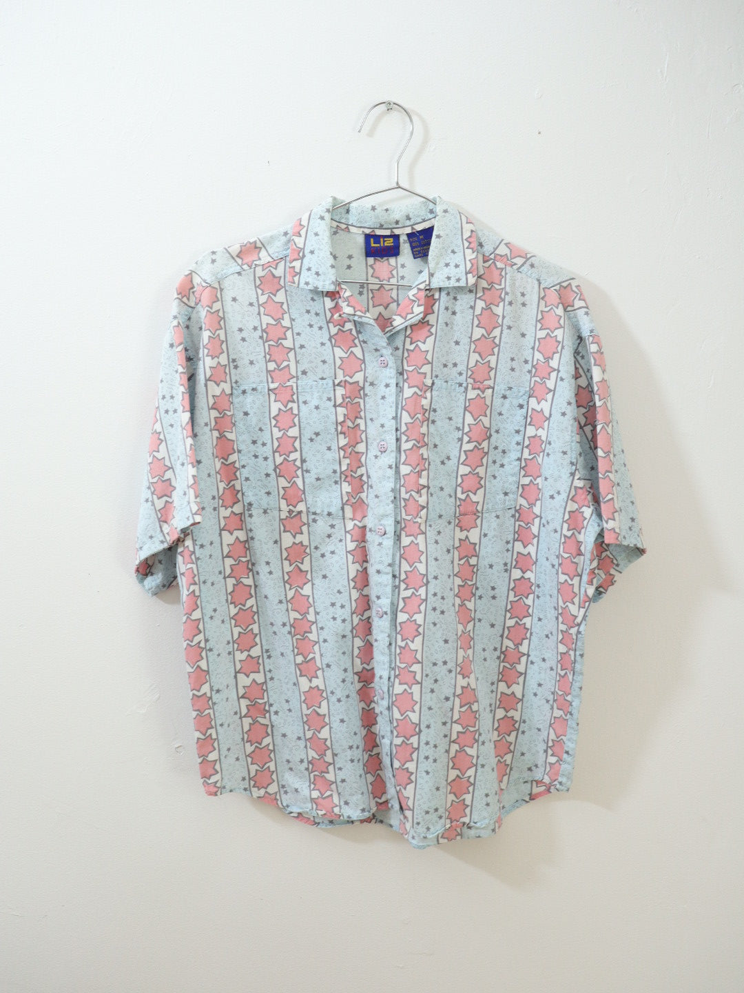 Vintage Stripe & Stars Print Oversized Shirt / Youth M, 10-12Y