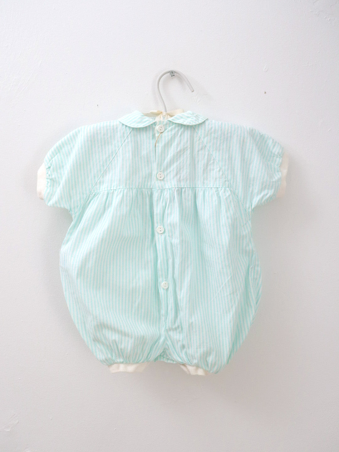 Vintage Confetto Light Blue Stripe Baby Short Romper / 6-9M
