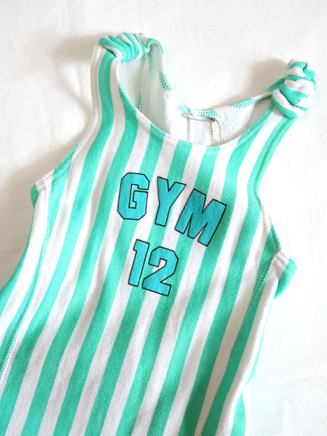 Vintage GYM12 Green Stripe Baby Overall / 12M