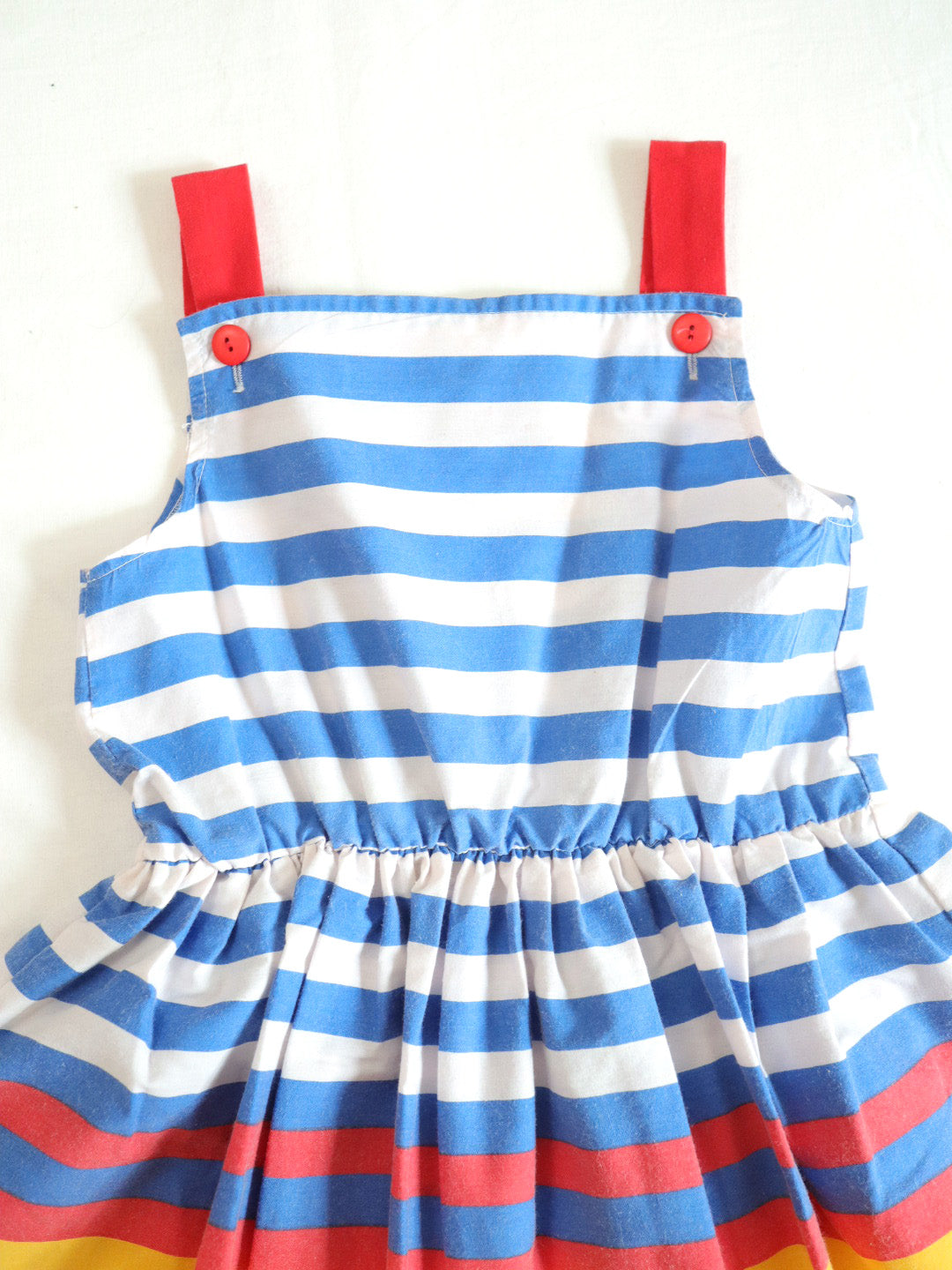 Vintage Multi Colour Stripe Summer Dress / 6Y