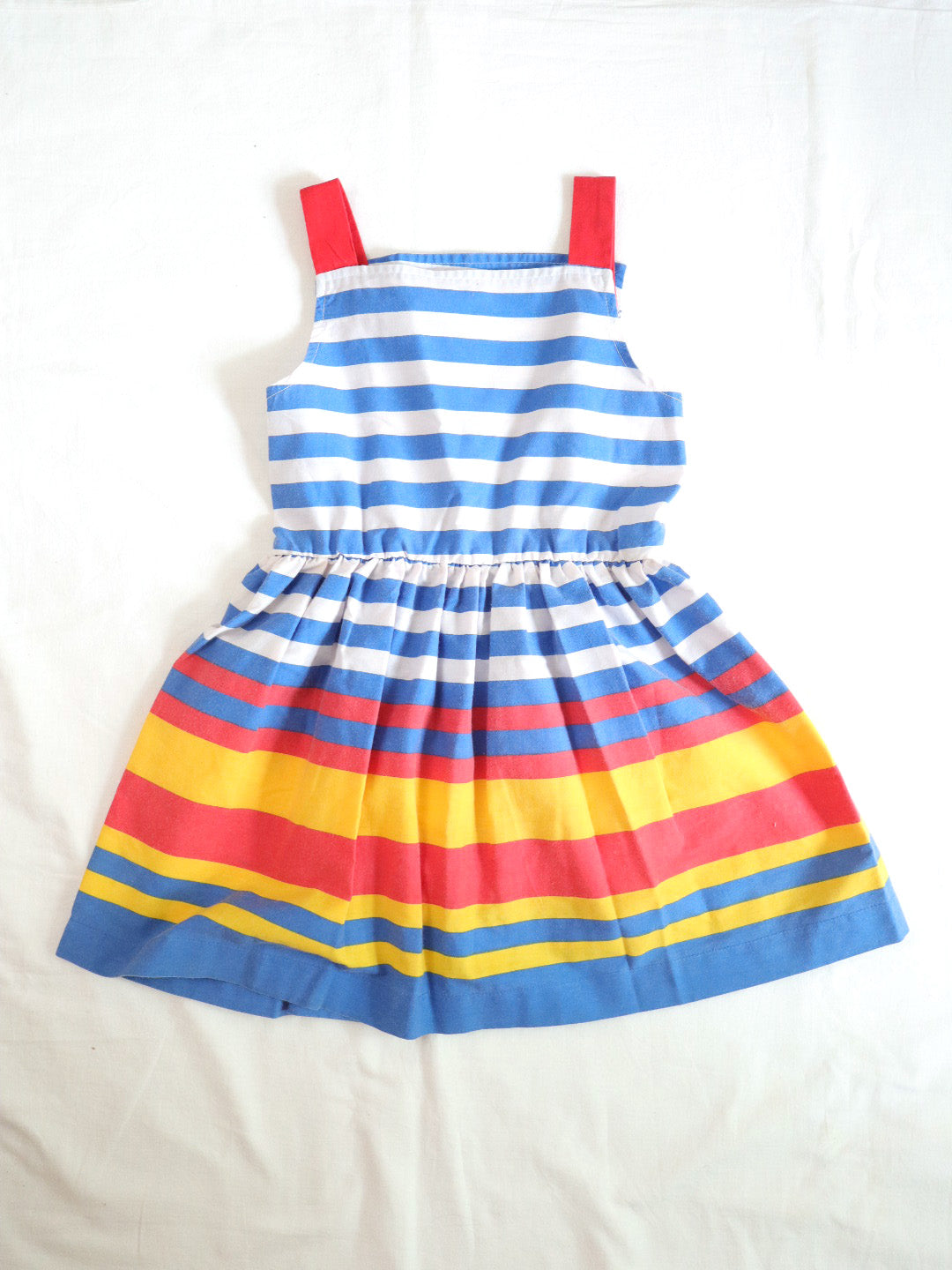 Vintage Multi Colour Stripe Summer Dress / 6Y