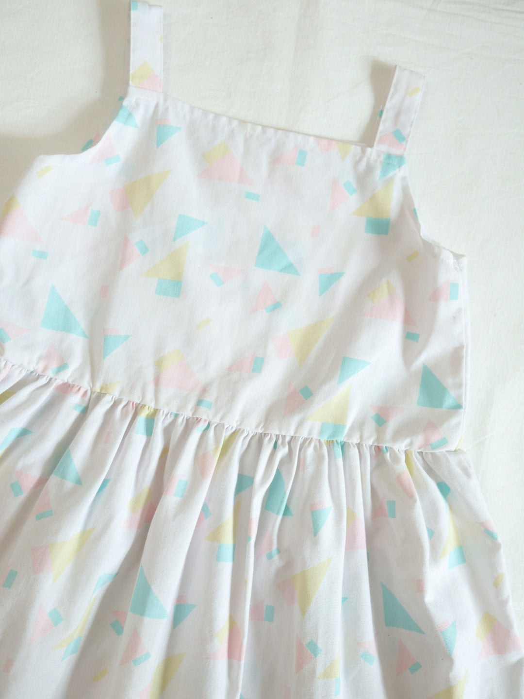 Vintage White Abstract Pattern Summer Cotton Dress / 6Y+