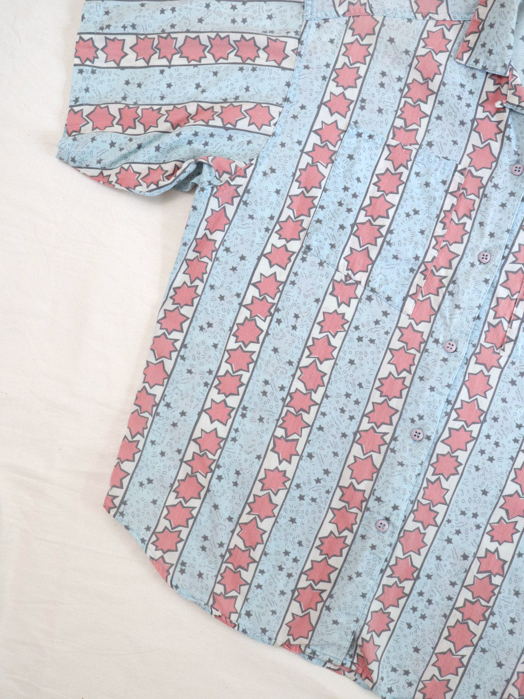 Vintage Stripe & Stars Print Oversized Shirt / Youth M, 10-12Y