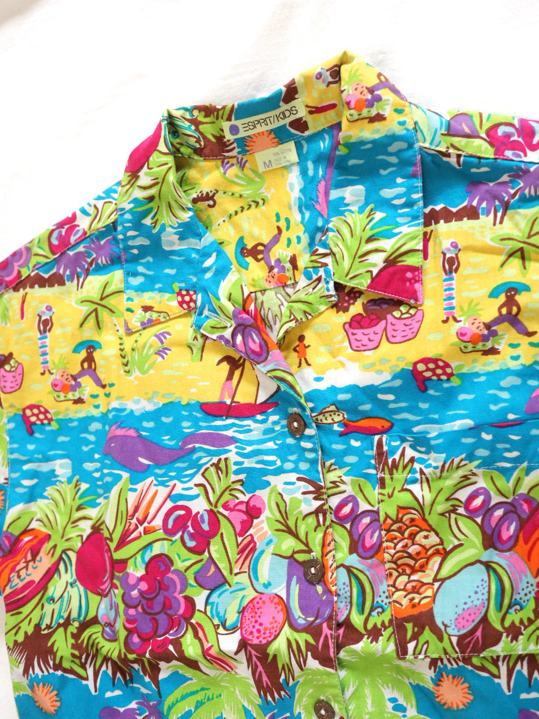 Vintage ESPRIT Kids Beach Print Multicolour Shirt / Youth M, 8-10Y