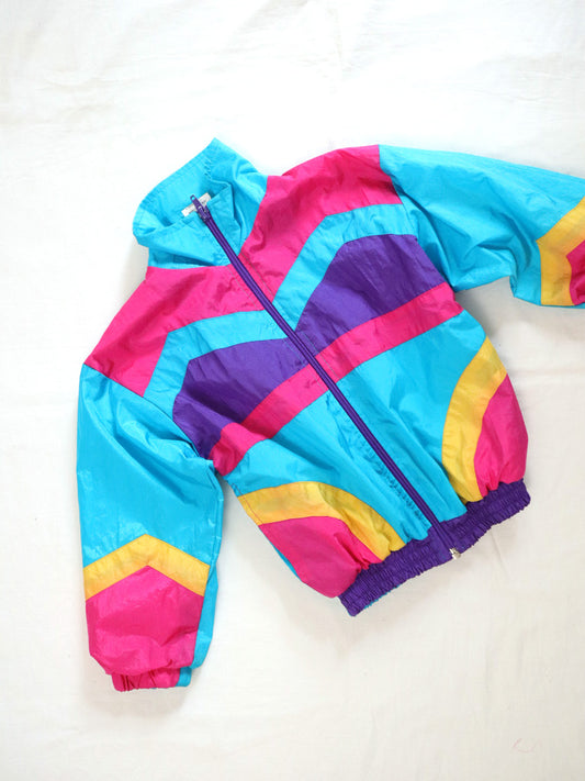Vintage Blue & Pink Color Block Windbreaker Jacket / 4Y