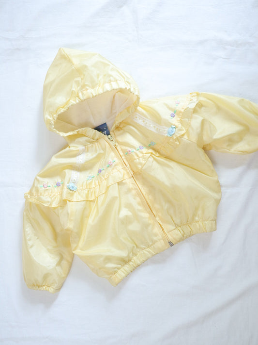 Vintage Hooded Yellow Flower Windbreaker Jacket / 12M