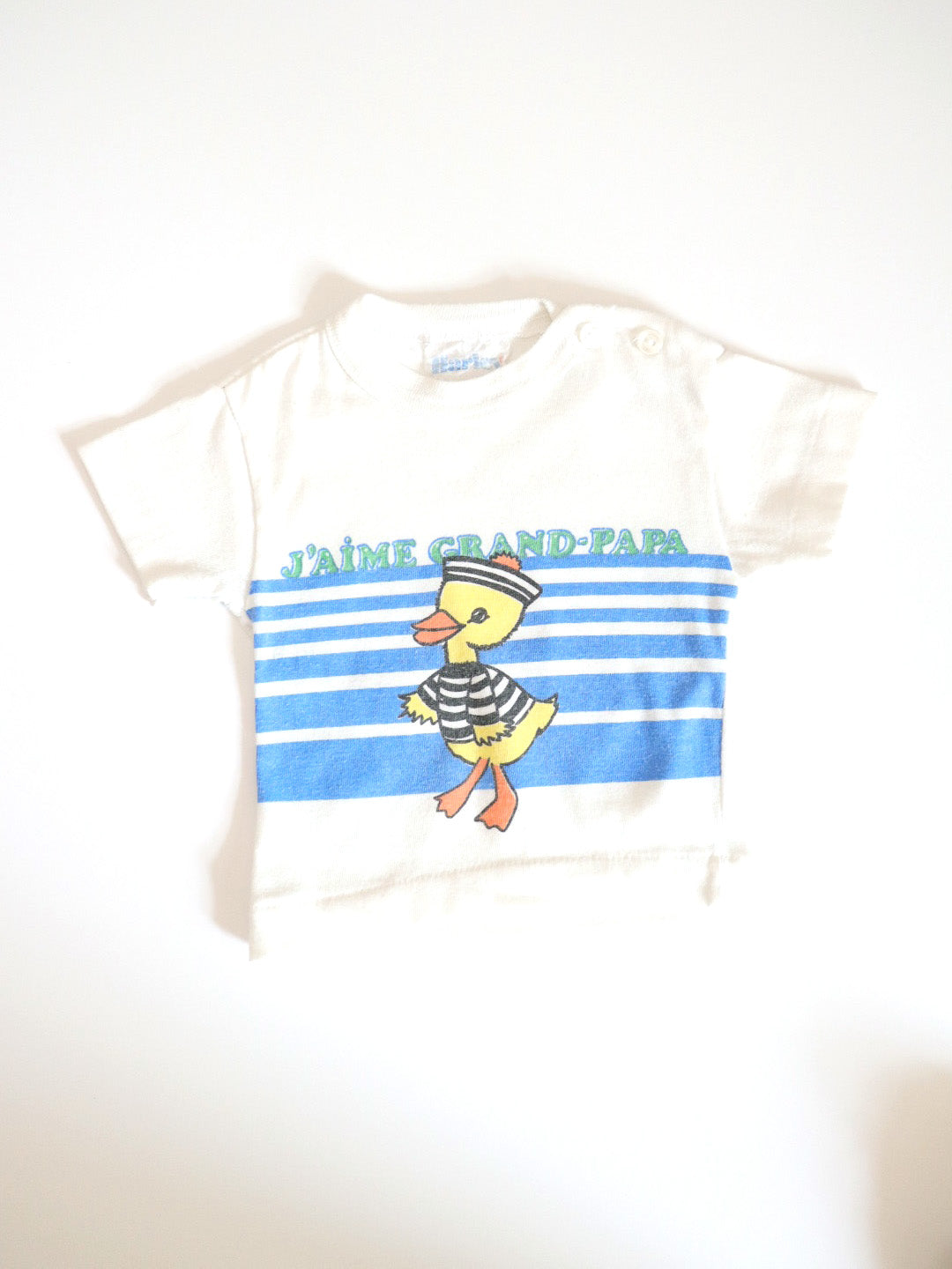 Vintage “J’AIME GRAND PAPA” Baby Tee + Summer Shorts Outfit SET / 6-12M