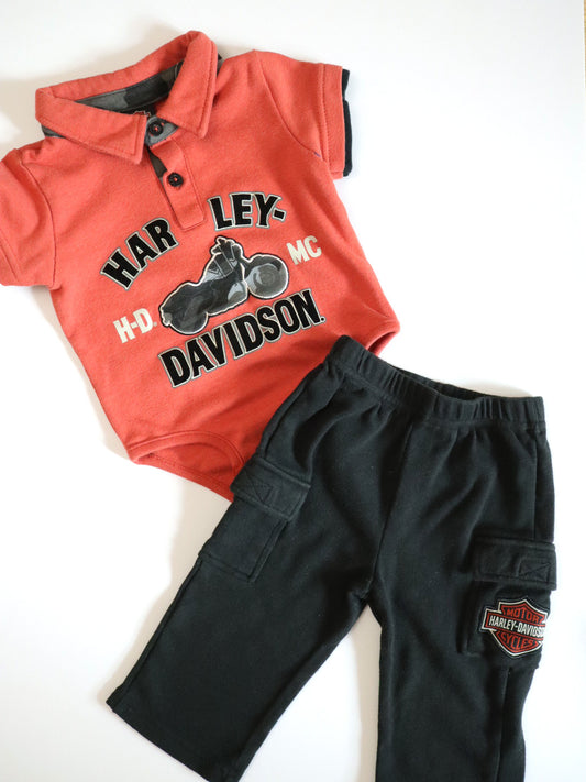 Harley Davidson Cotton Onesie + Pants Outfit SET / 12M