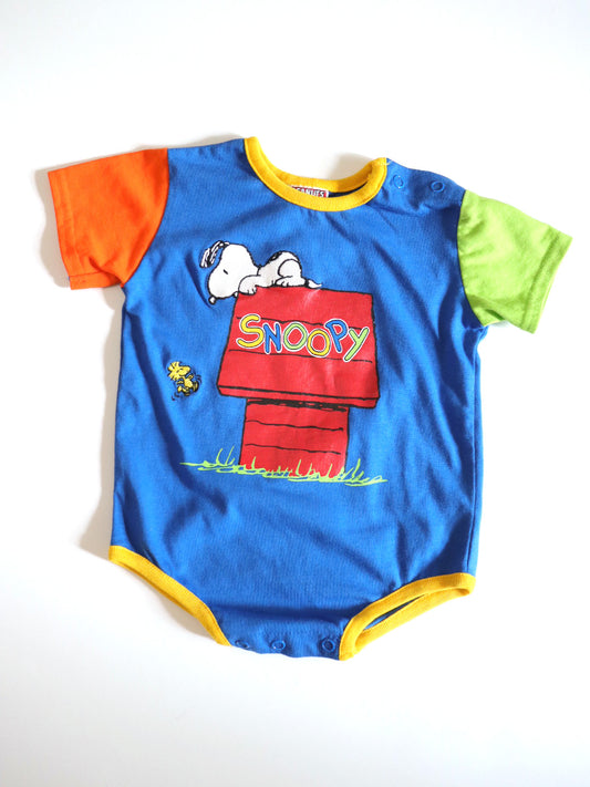 Retro PEANUTS SNOOPY Colour-block Onesie / 12M