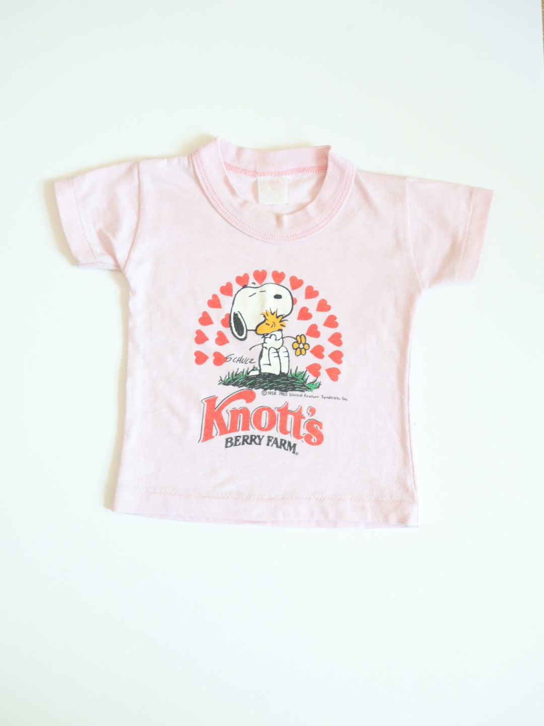 Vintage SNOOPY Pink Baby Tee + Watermelon Shorts Outfit SET / 12-18M