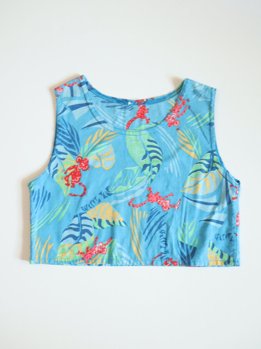 Vintage Jungle Monkeys Print Top + Blue Plaid Shorts SET / 18-24M, 2Y