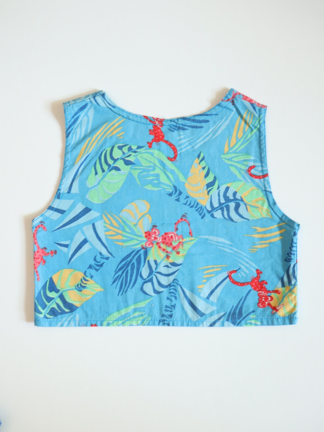 Vintage Jungle Monkeys Print Top + Blue Plaid Shorts SET / 18-24M, 2Y