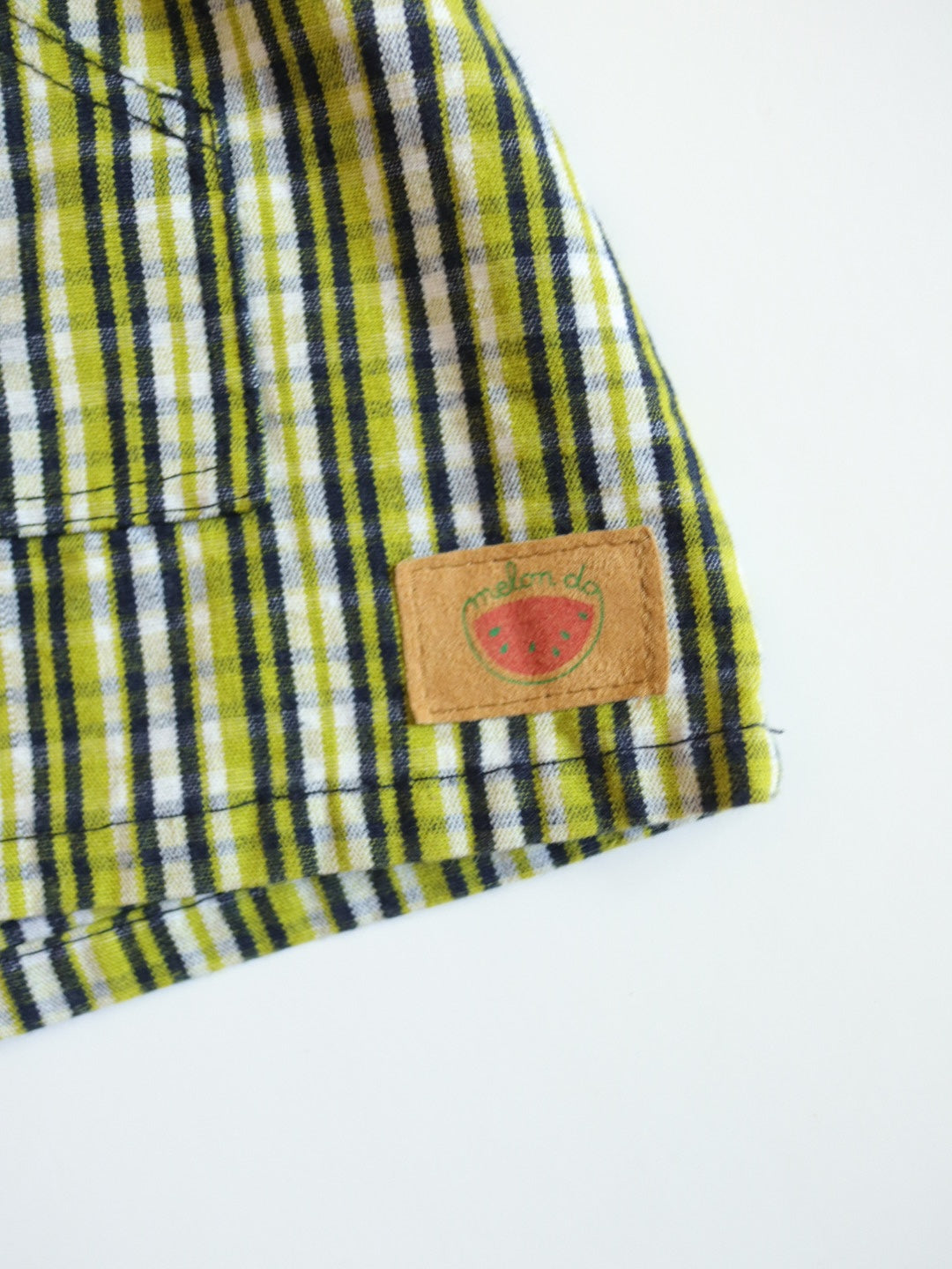 Vintage Orange Fruits Print Tee + Green Plaid Skirt SET / 18-24M, 2Y