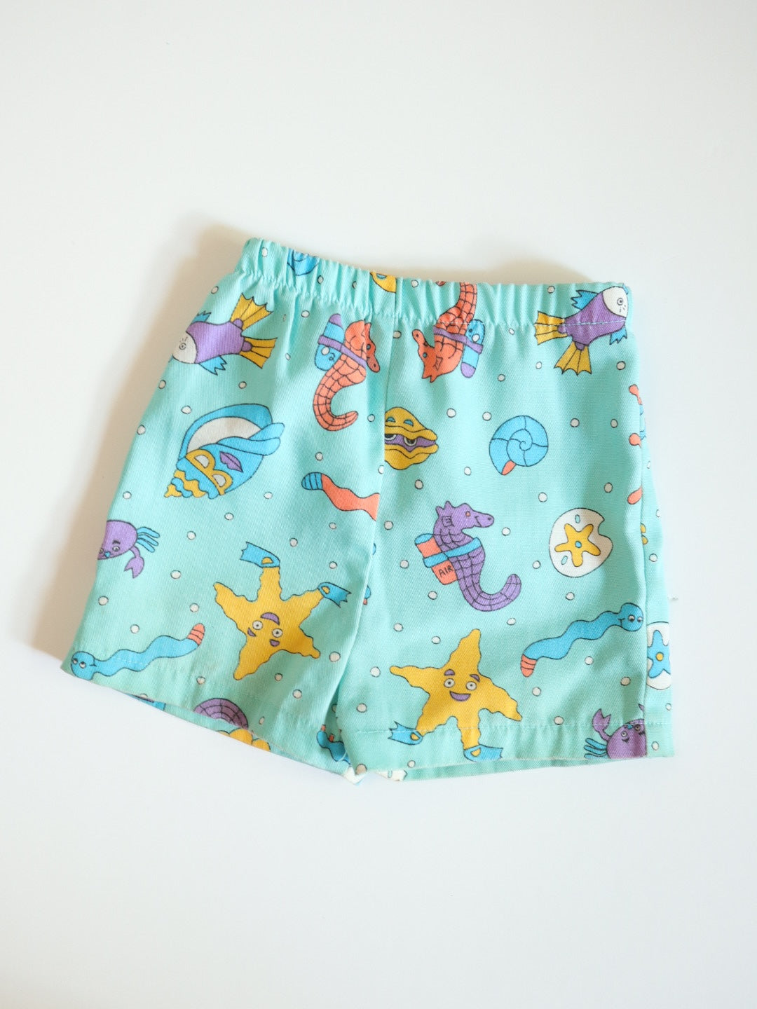 Vintage Beach Animals Blue Cotton Shorts / 12M