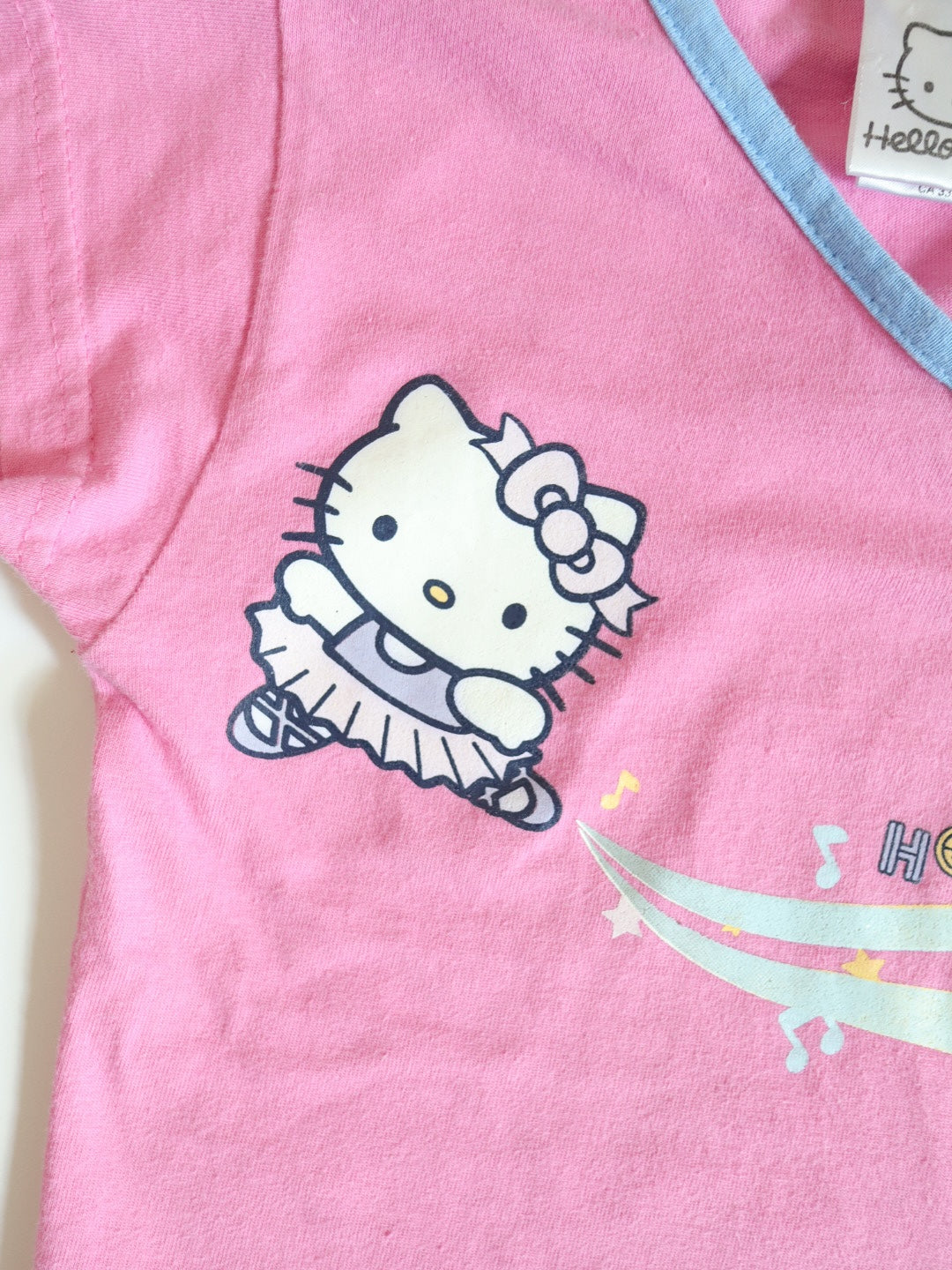 Y2K HELLO KITTY Pink Baby Tee / 4-5Y