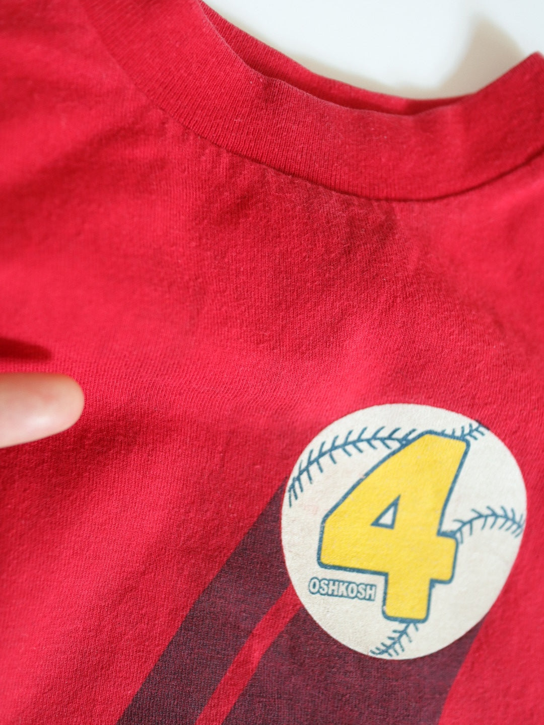 Vintage OSHKOSH Baseball Number 4 Red Tee / 3-4Y