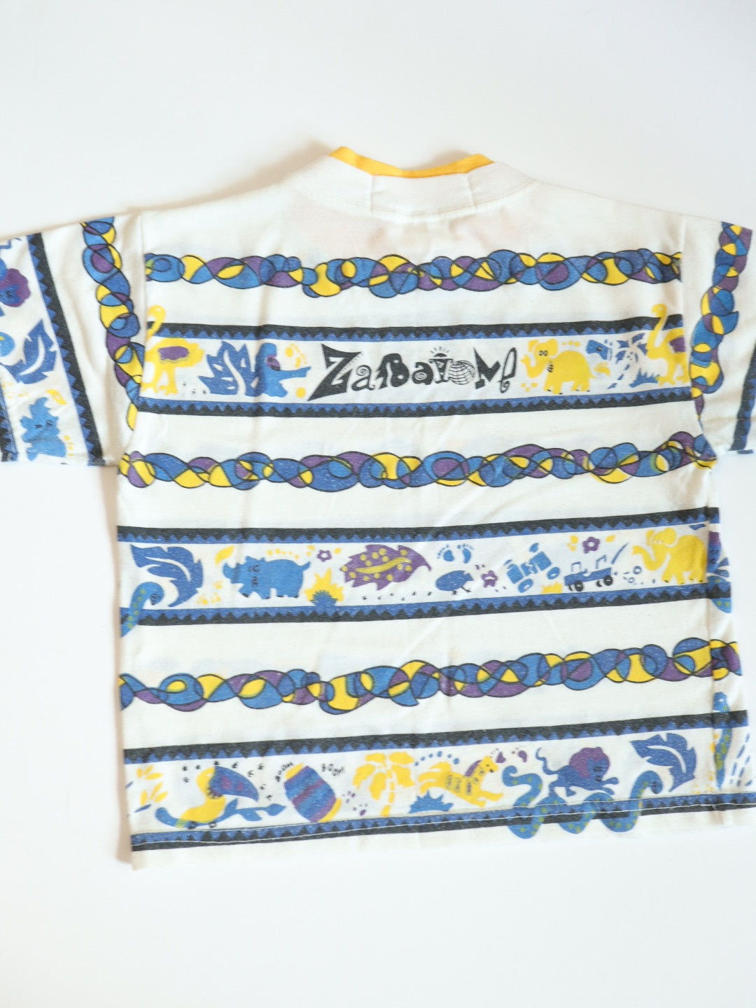 Vintage 90s Animal Print Striped Tee / 3-4Y