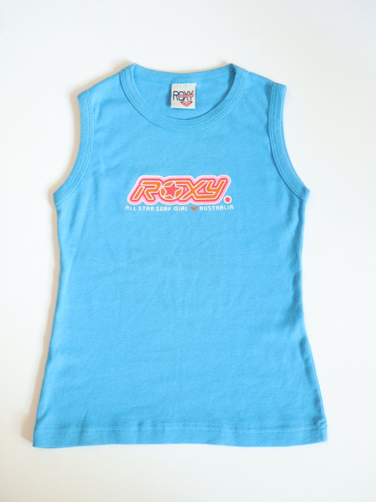 Vintage 90s Y2K ROXY Blue Surf Girl Tank Top / 6-8Y+