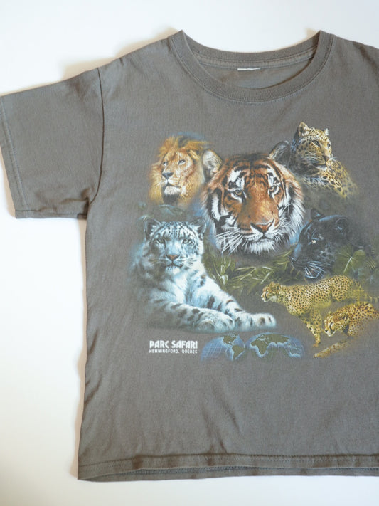 Retro Safari Animal Tigers Print Tee / 8-10Y