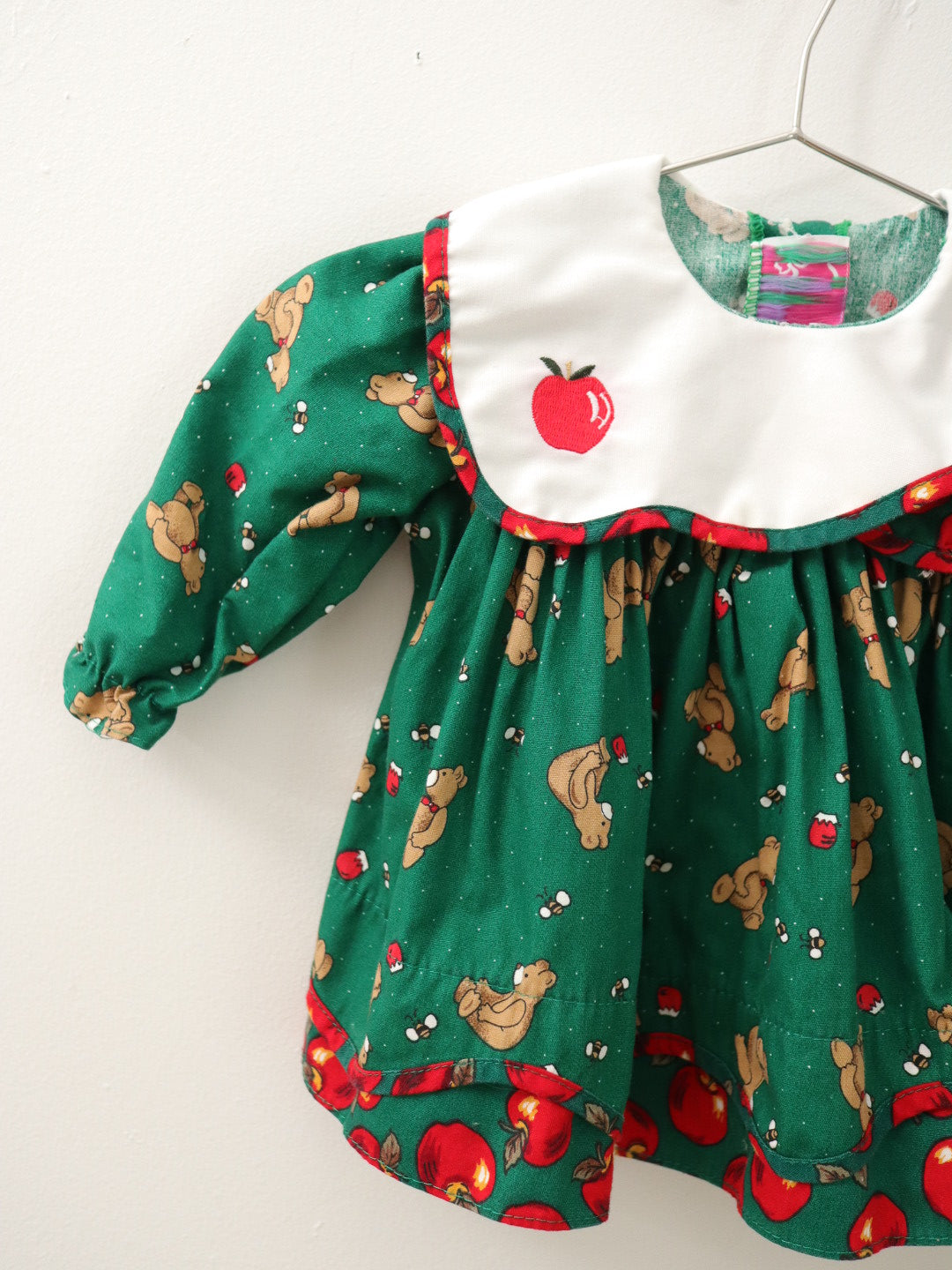 Vintage Bear & Apple Print Baby Top / 6-12M