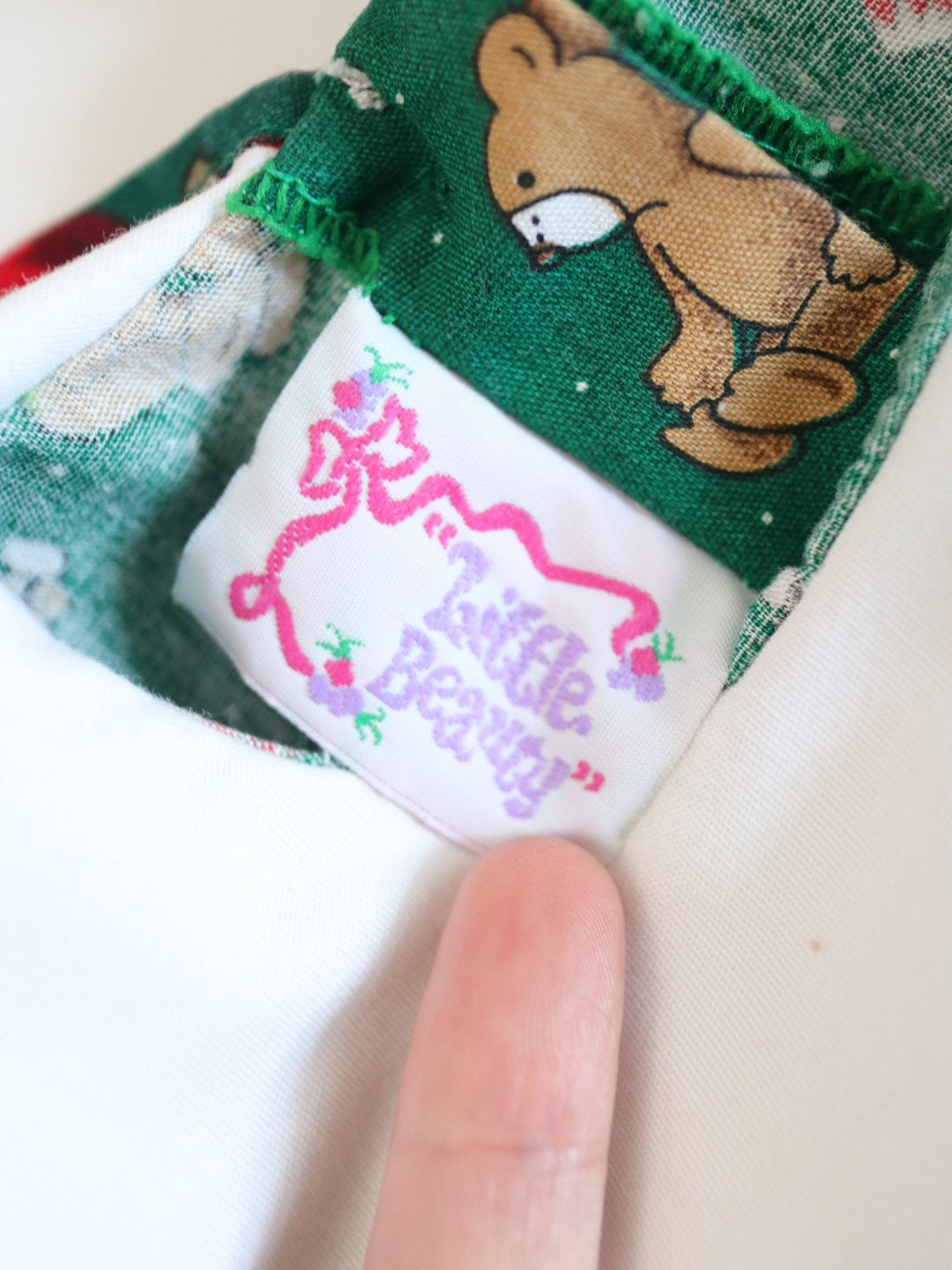 Vintage Bear & Apple Print Baby Top / 6-12M