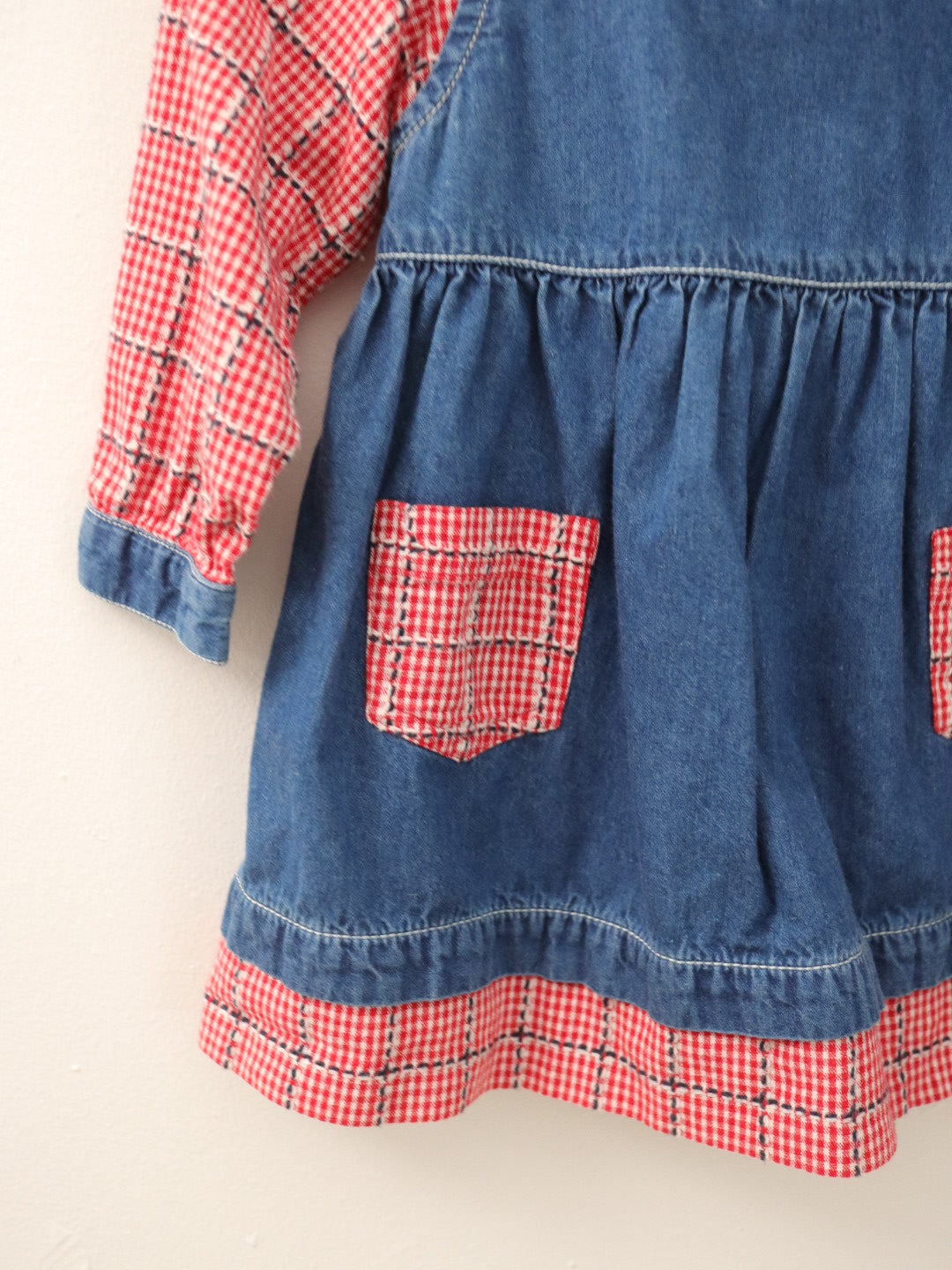 Y2K Tommy Hilfiger Denim & Red Plaid Baby Dress / 12-18M