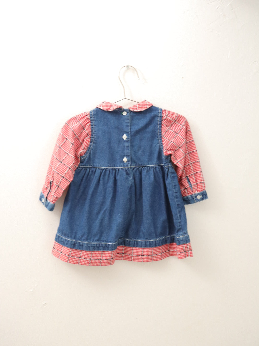 Y2K Tommy Hilfiger Denim & Red Plaid Baby Dress / 12-18M