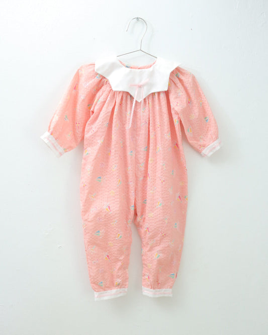 Vintage Marine Print Pink Romper / 24M