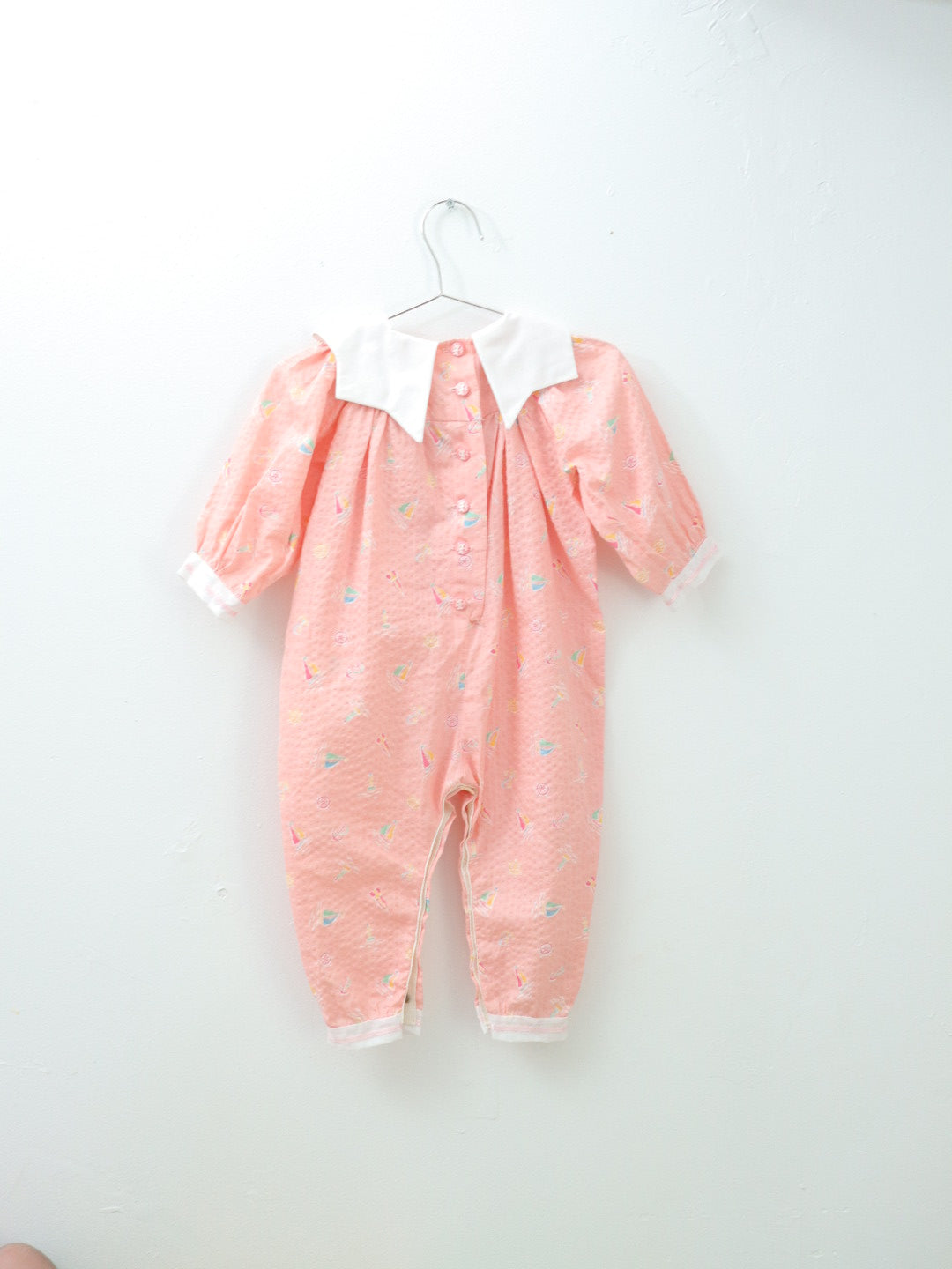 Vintage Marine Print Pink Romper / 24M