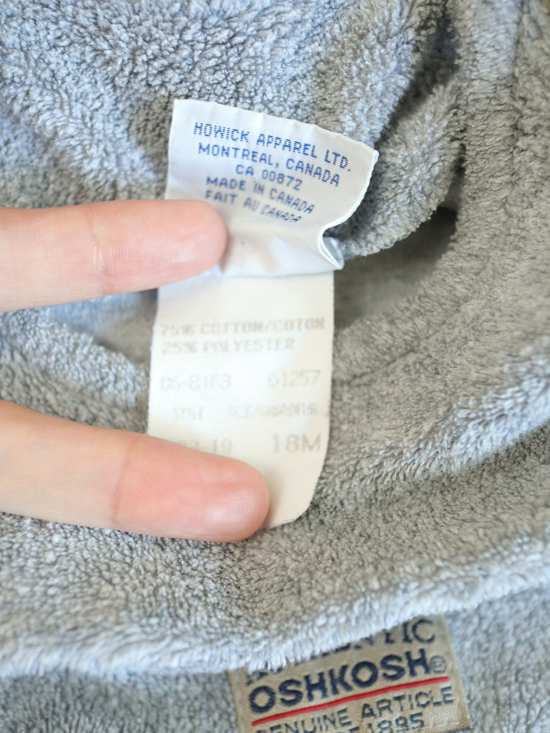 Vintage OshKosh B'gosh Gray Terrycloth Romper / 18-24M