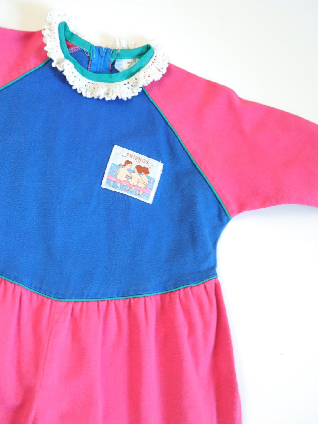 Vintage “FRIENDS” Pink & Blue Bubble Romper / 24M