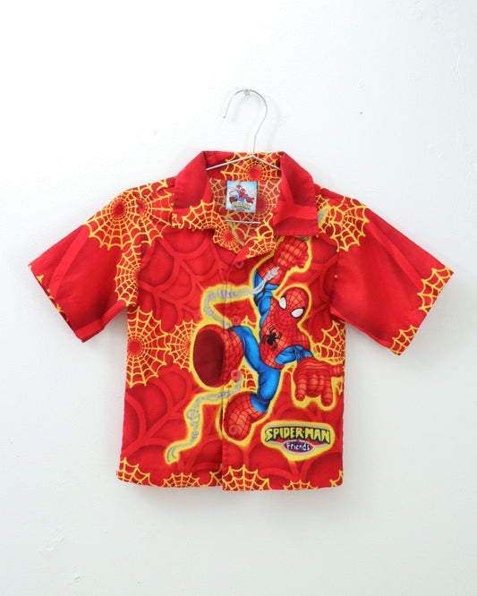 Y2K SPIDERMEN Button-up Red Shirts / 2-3Y
