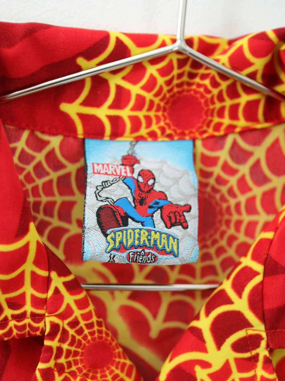 Y2K SPIDERMEN Button-up Red Shirts / 2-3Y