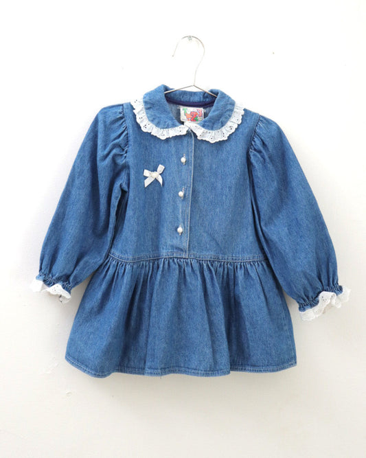 Vintage Denim Frilled Dress / 3-4Y