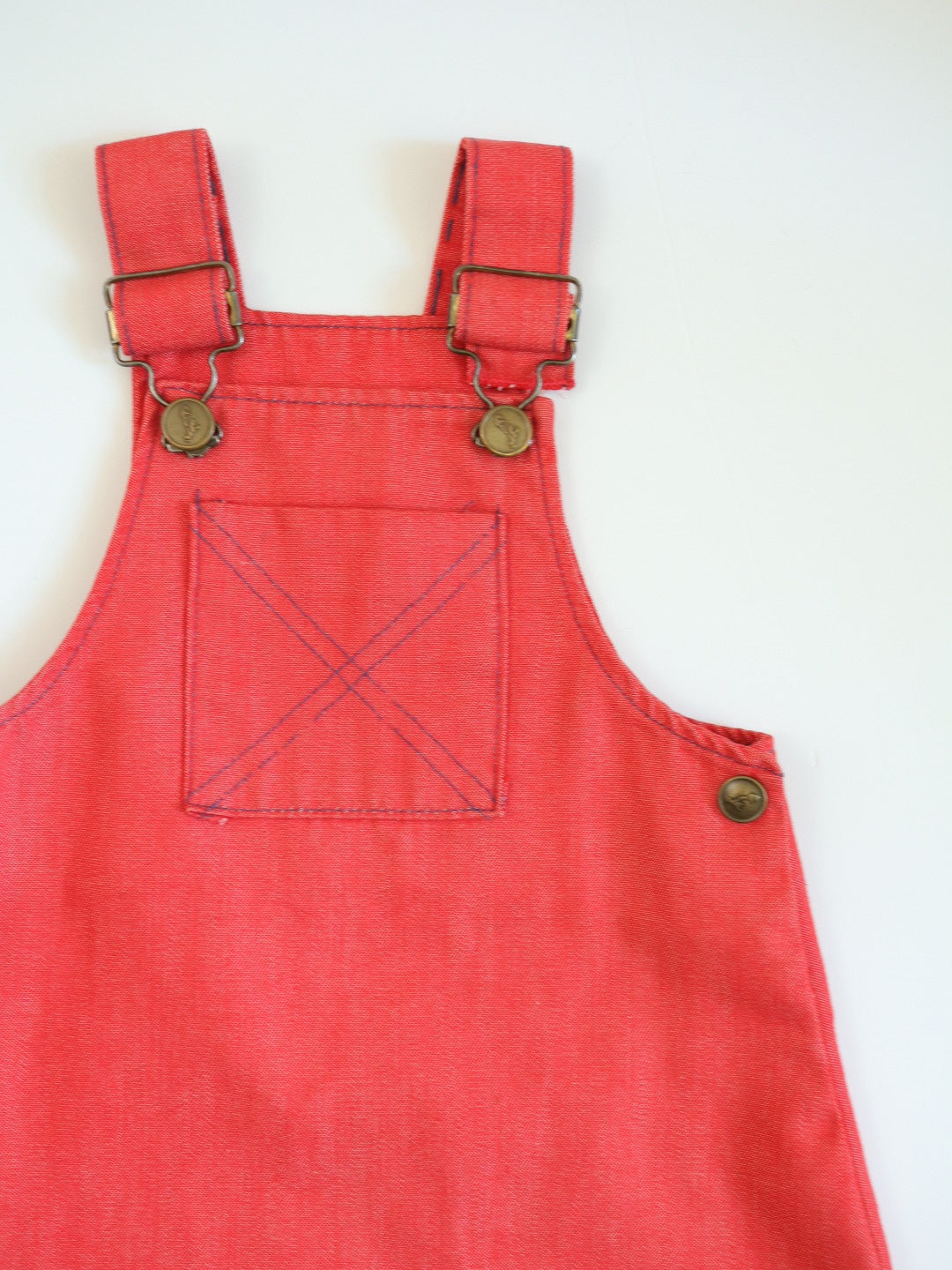 Vintage Buster Brown Red Overall Dress + Floral Top Outfit SET / 18-24M