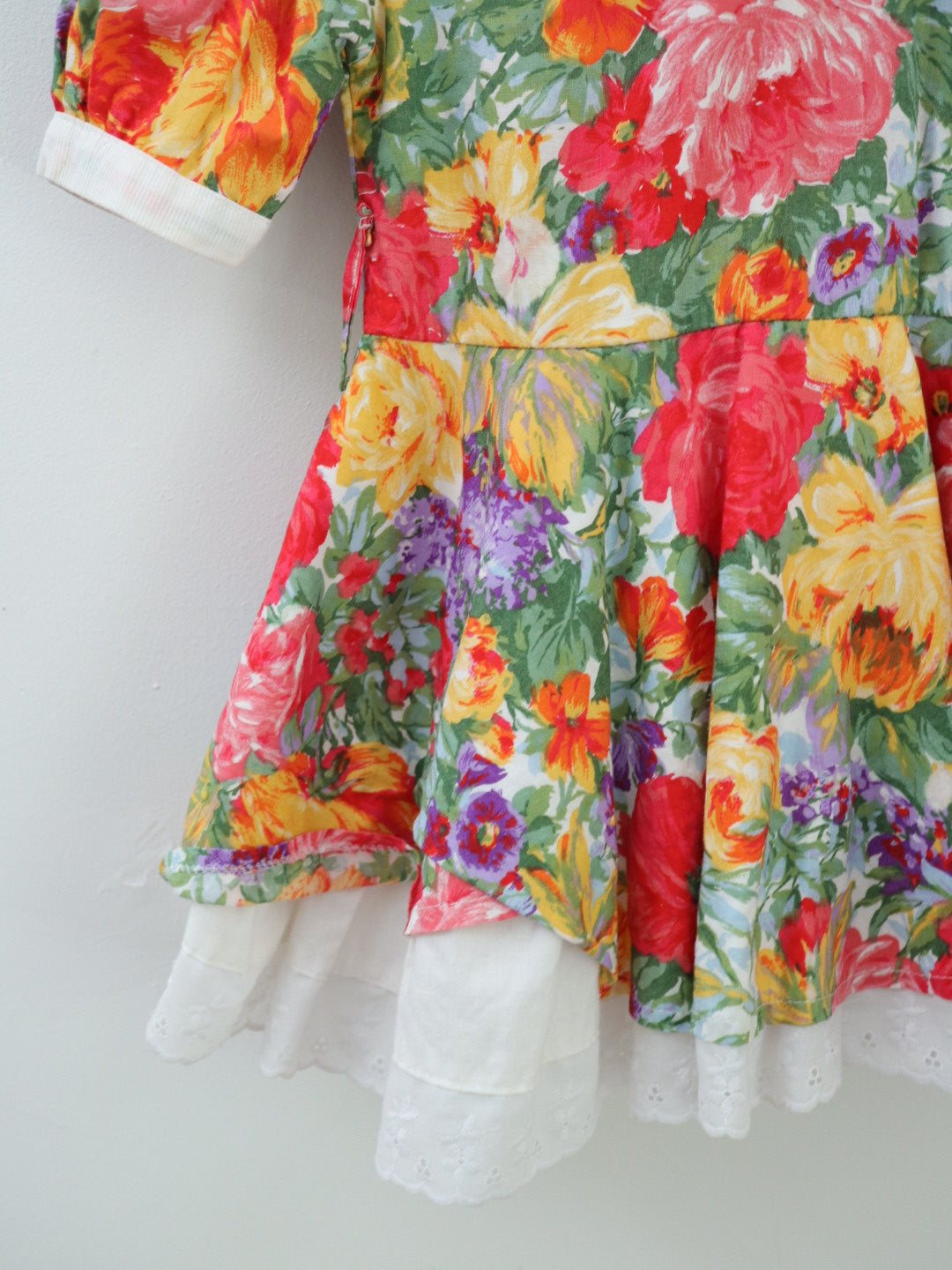 Vintage Floral Big Collar Dress / 3-4Y
