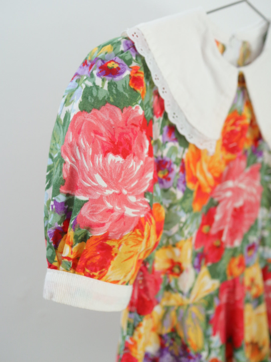 Vintage Floral Big Collar Dress / 3-4Y