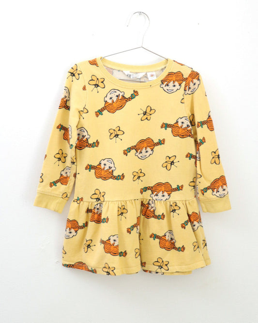 “PIPPI Longstocking” H&M Jersey Yellow Dress / 4-6Y (120)