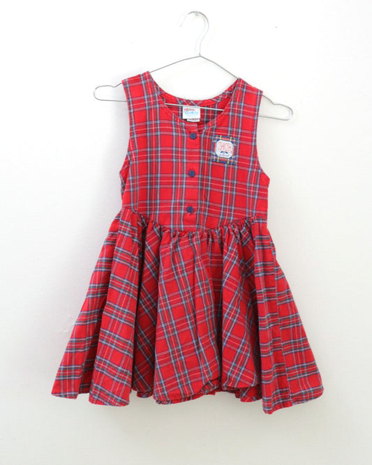 Vintage OshKosh B'gosh Red Plaid Cotton Dress / 6-8Y