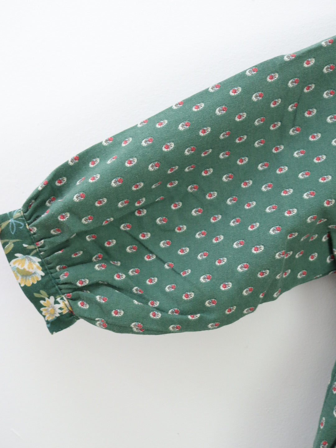 Vintage Deux par Deux Green Girls Print Dress / 4-5Y