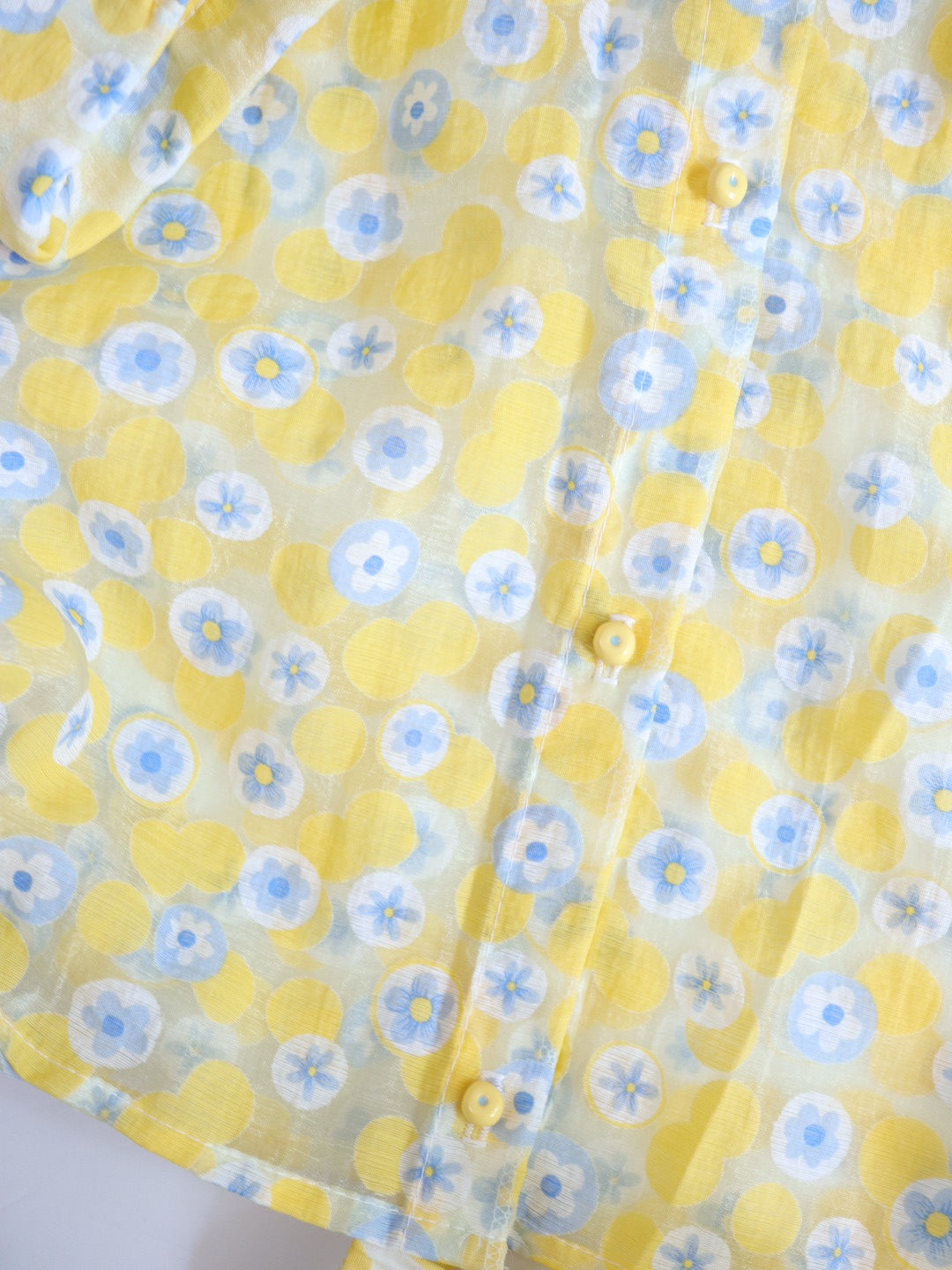 Vintage Yellow Floral Shirts + Skirt SET / 10-12Y
