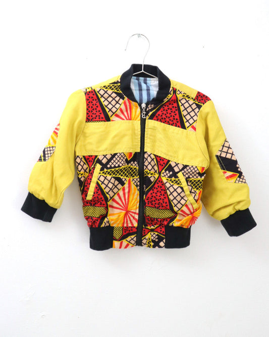 African Print Yellow Bomber Jacket / 2-3Y