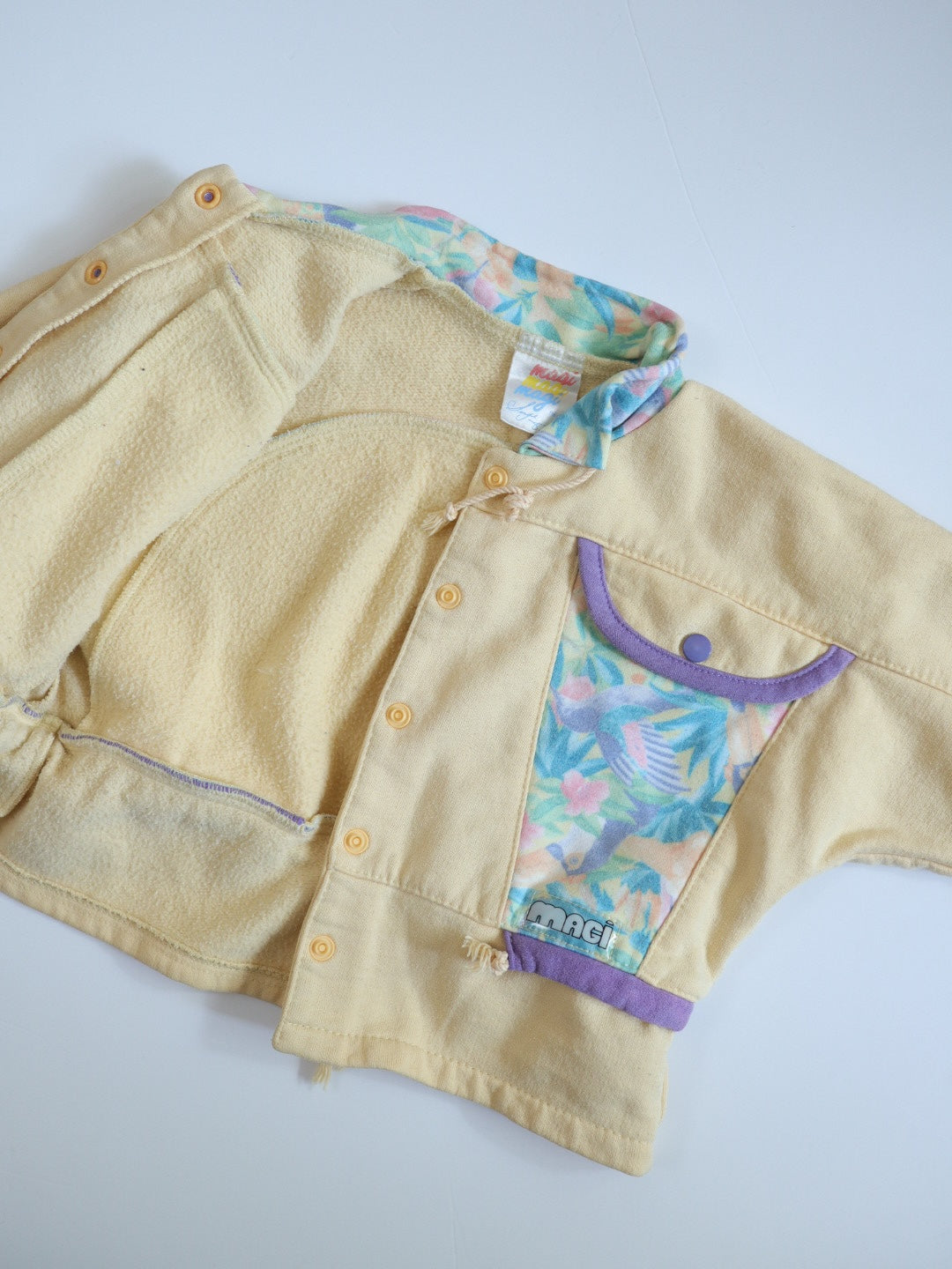 Vintage Magi Yellow Tropical Print Jersey Jacket / 2Y