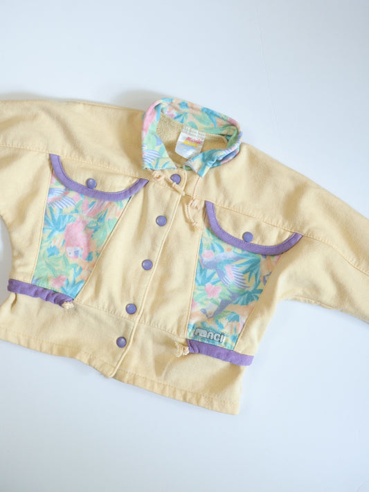 Vintage Magi Yellow Tropical Print Jersey Jacket / 2Y
