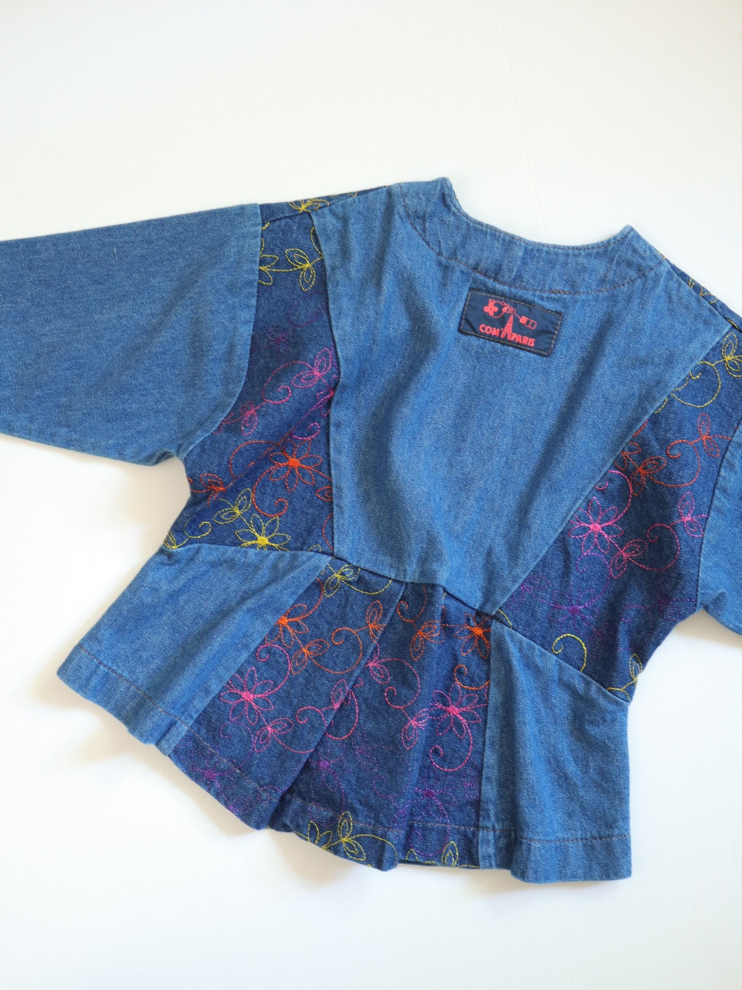 Vintage Denim Floral Peplum Jacket + Hat SET / 3-4Y