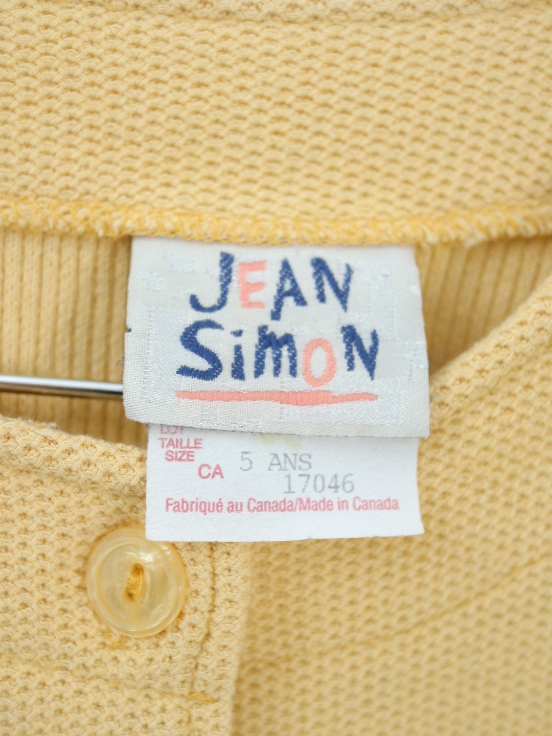 Vintage Yellow Piqué Cardigan Jacket / 5Y