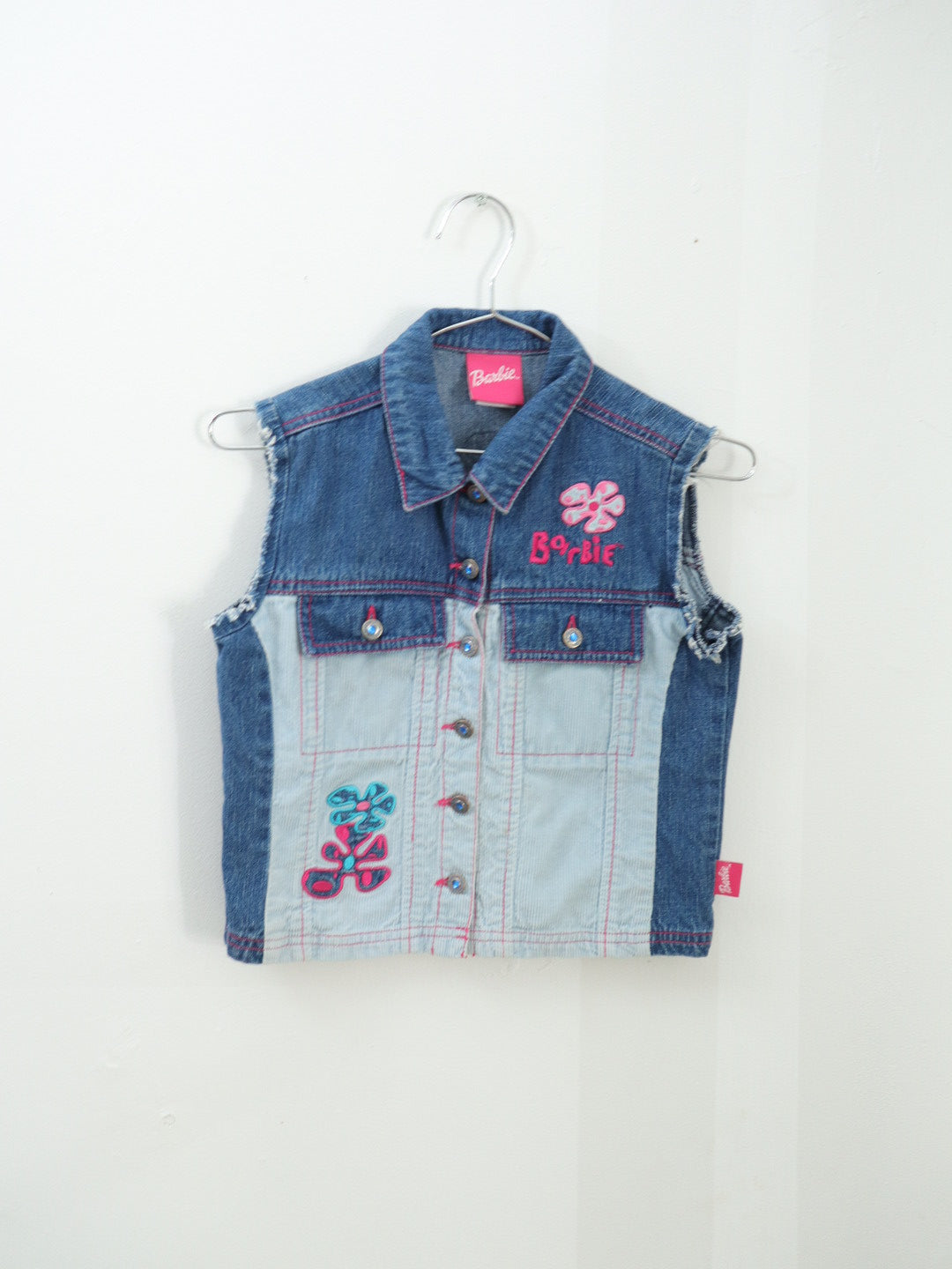 Y2K Barbie Denim & Light Blue Corduroy Vest / 6-8Y, 6X